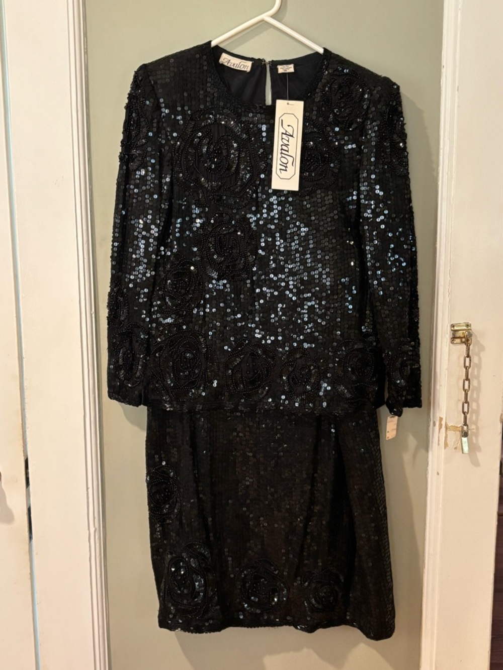 Avalon Black Sequin Embellished Two-Piece Evening Set